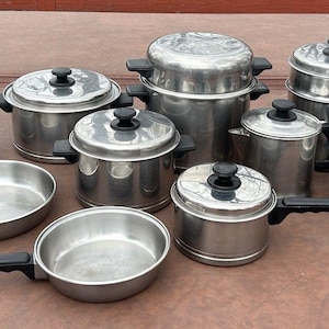 Vintage Lifetime Stainless Steel 20-Pc Cookware Set: Stockpots, Saucepans, Skillets