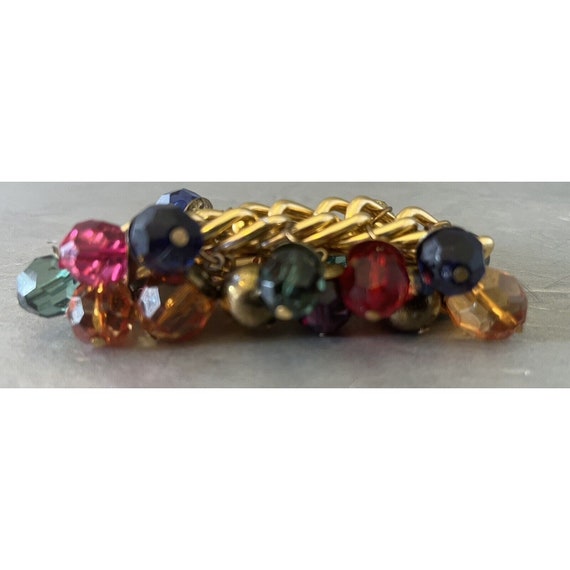 Vtg Red Pink Green Blue Gold Orange Beaded Gold R… - image 3