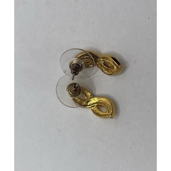 Infinity Twist Loop Rhinestone Earrings Gold Tone… - image 3