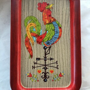 Set o f 6 Folk Art Vintage Tray Rooster Weathervane Retro Mid Century Design, Farmhouse Decor, Serving Trays, Dinner Trays, Tray