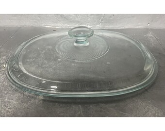 PYREX DC1.5C Glass Replacement Lid Corning Ware Oval Casserole Teal Tint Spiral