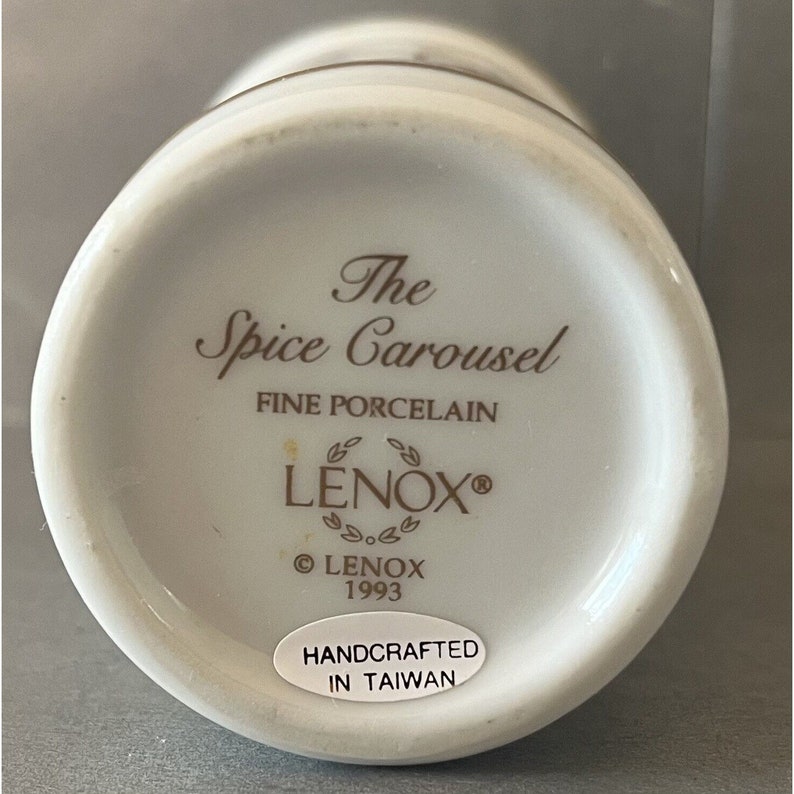 Lenox 1993 Carousel Porcelain Spice Jars & Wooden Rack Etsy