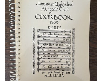 1986 Jamestown High School Acapella Choir Cookbook - Jamestown NY - Community Recipe Book - Fundraising Cookbook - Vintage Recipies