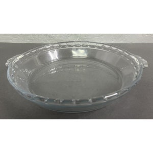 Vintage Pyrex Deep Dish Pie Plate 9 1/2&quot; Fluted Rim Tab Handles Clear Glass #229
