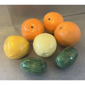 Ceramic Heavy Life-Size Faux Life-Like Fruit Lot of 7 Vintage