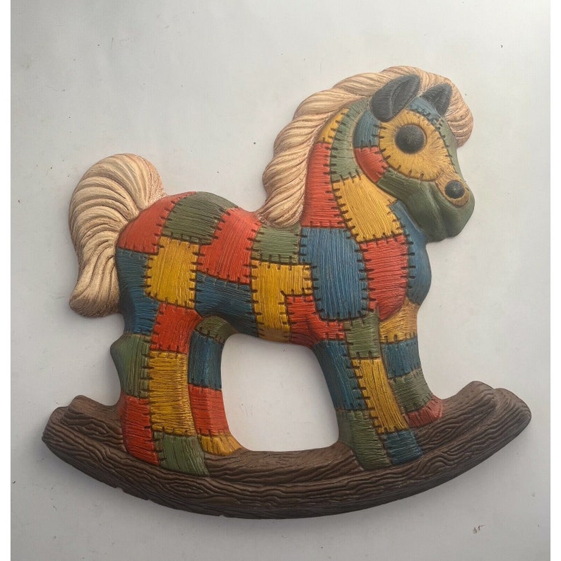 Vintage 1979 Foam Craft Nursery Teddy Bear and Rocking Horse - Etsy