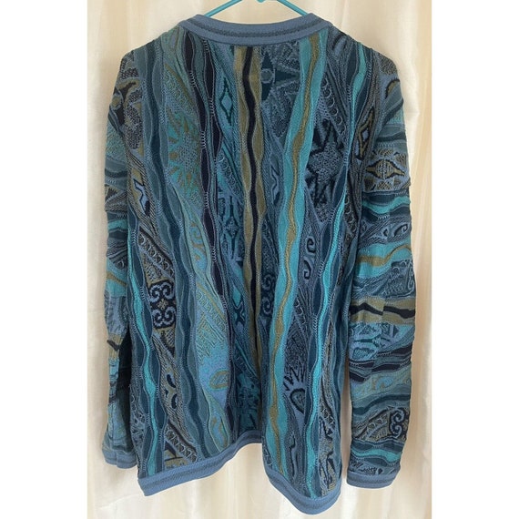 Womens COOGI 3D Knit Button Up Sweater Aqua Blue … - image 5