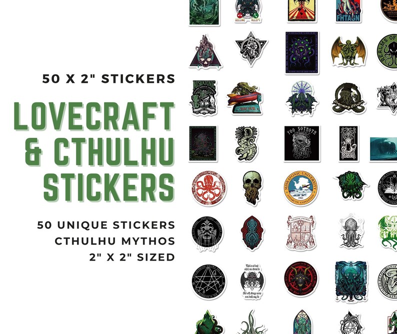 50 HP Lovecraft and Cthulhu Stickers Fifty Unique Stickers Etsy