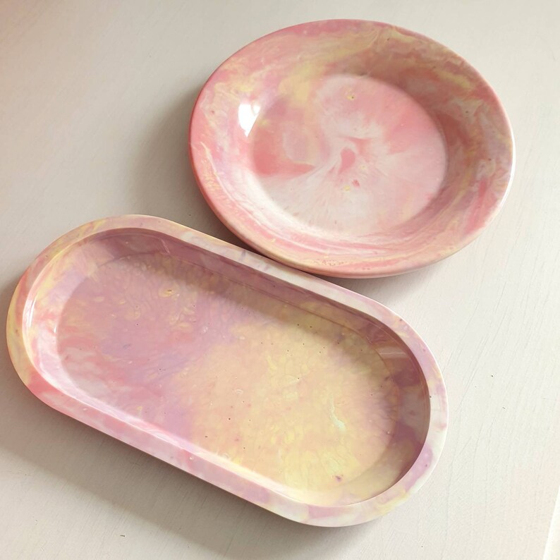 bedroom best friend birthday jewellery ring key holder tie dye effect Trinket dish,2 shapes plate gift idea for her home decor