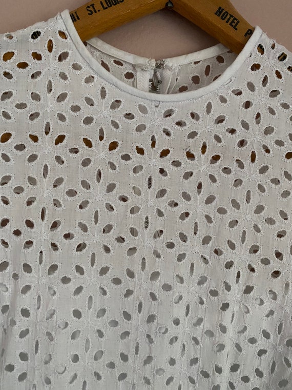 Retro White Eyelet Dress 100% Cotton main image 1