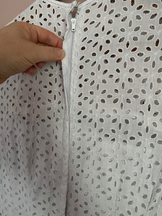 Classic White Cold Shoulder Eyelet Dress