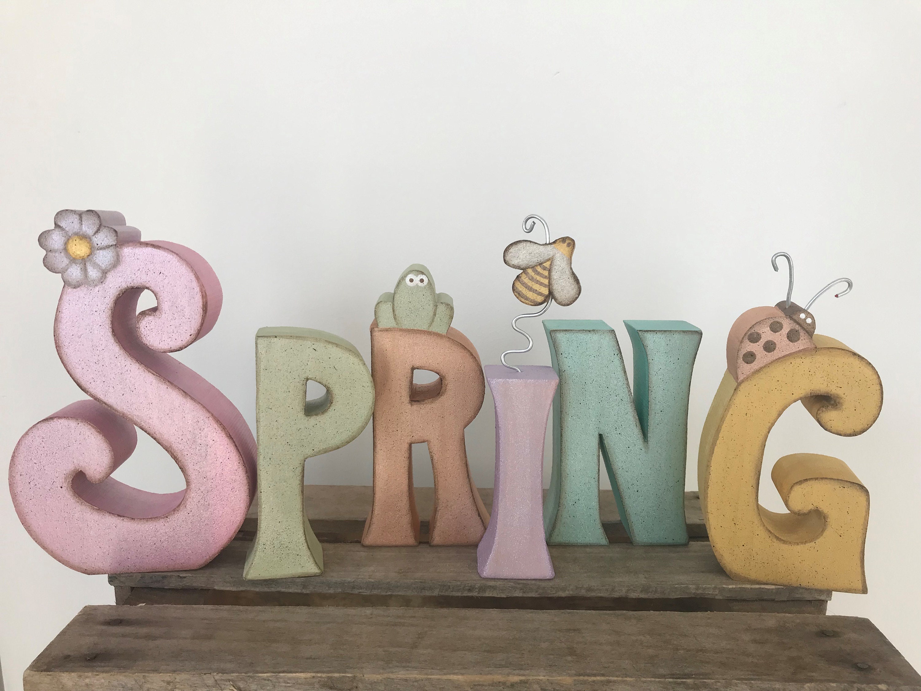 Spring Craft Using Wooden Letters Wood Letters Decorated For Spring