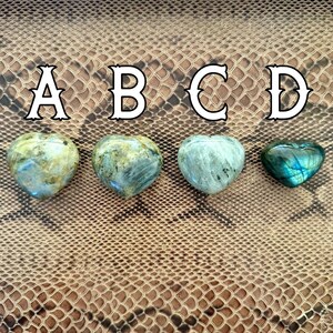 Labradorite Heart Stones 1.5&quot;-2&quot; Smooth Polished Enhancing Intuition Psychic Abilities Protection Grounding Comfort Worry Stones