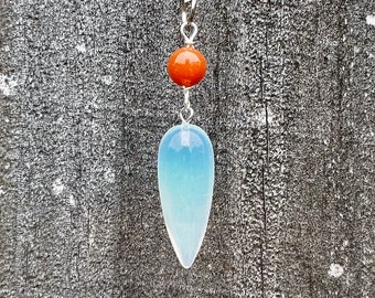 Opalite Tautropfen Rot Aventurin Pendel Anhänger Double Pflicht Halskette Weissagung Wünschelrute Heilung Spirituelle Verbindung Anleitung Einsicht
