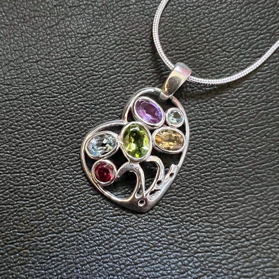 Long 25-inch Necklace with Citrine, Garnet, Peridot, Amethyst and Blue Topaz Long 25-inch Necklace with Citrine, Garnet, Peridot, Amethyst and Blue Topaz