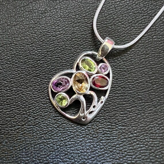 Long 25-inch Necklace with Citrine, Garnet, Peridot, Amethyst and Blue Topaz Long 25-inch Necklace with Citrine, Garnet, Peridot, Amethyst and Blue Topaz