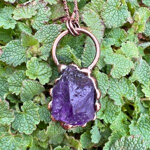 Raw Amethyst Freeform Natural Earthly Beauty Antiqued Copper Pendant Necklace Electroformed Artisan Jewelry