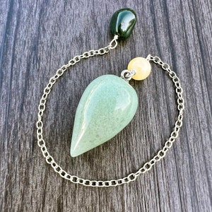 Green Aventurine, Orange Calcite and Bloodstone Waterdrop Pendulum