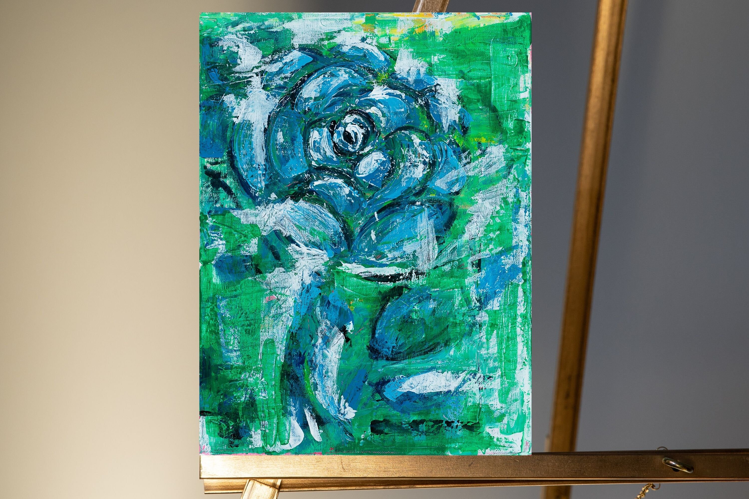 Abstract Rose Painting Hand Painted on Linen Canvas Acrylic Etsy UK