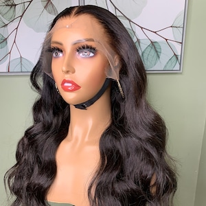 Full Lace Frontal 13x4 HD Lace Frontal Wig Body Wave Hand Sewn 24 inches glue-less Install