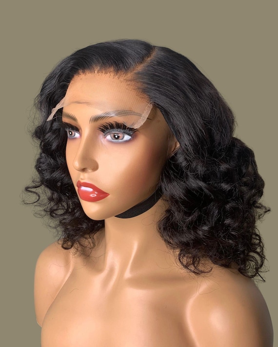 12 Inch Deep Wave Lace Closure Wig, Transparent Lace, Glueless Install