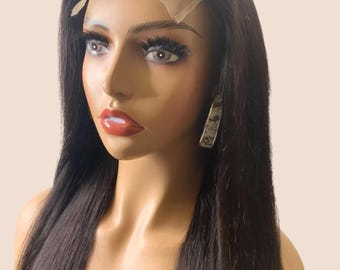 Handmade Straight Brazilian Virgin Human Hair Wig (Transparent Lace Closure)