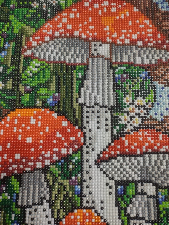 Forest Mushrooms 14 X 18 Completed Diamond Art. Full Drill and Sealed 