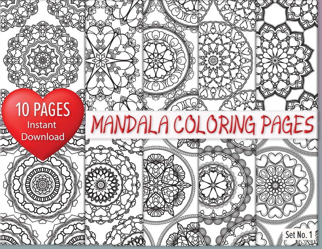 Lovely Valentine's Day Mandala Coloring Pages Set No. 1 - Etsy