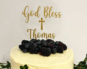 Baptism Cake Topper | Acrylic Cake Topper | God Bless Cake Topper | First Communion Cake Topper | Confirmation Cake Topper | Cake Topper
