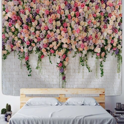 Floral Tapestry Flower Wall Wall Hanging Backdrop Etsy