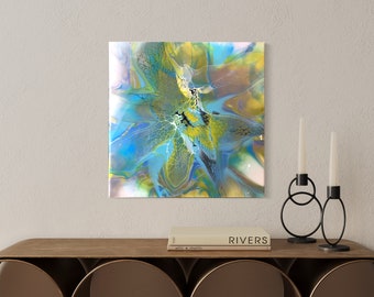 40 x 40cm acrylic pouring picture Shelee Art shimmering colors SpinArt