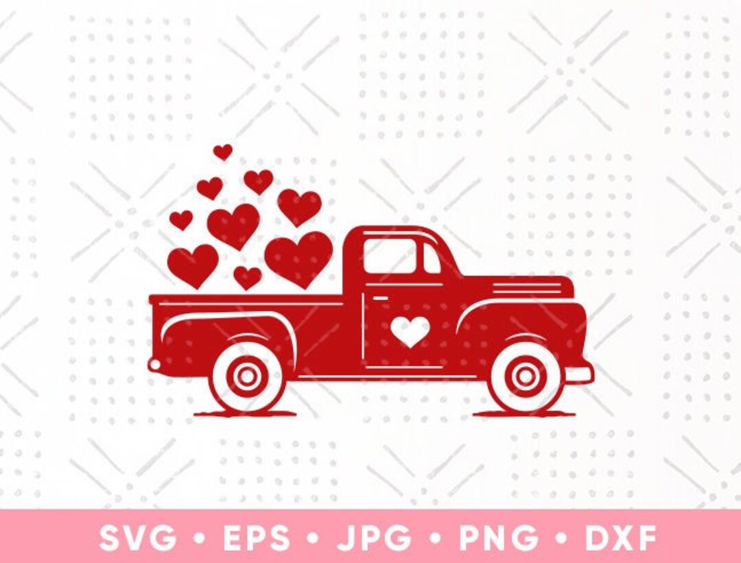 Love Truck SVG Cute Hearts Vintage Truck Digital Download Png Cricut ...