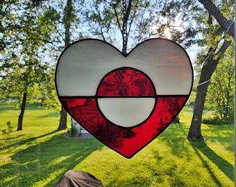 Greenland Heart Sun Catcher/ Greenland Sun Catcher / Stained Glass Sun Catcher / Greenlandic Sun Catcher / Flag of Greenland