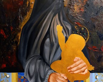 Virgen con el Niño - Pintura al óleo