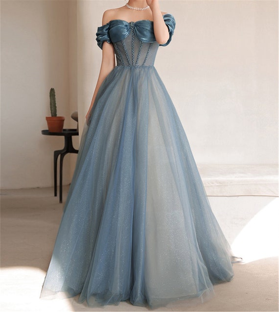 Off Shoulder Blue Princess DressSweetheart Light Pink Bridal | Etsy