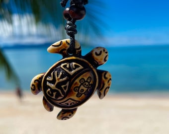 Handmade Sea Turtle Necklace | Beach & Surf Jewellery | Unisex Hawaiian Style Cord Necklace | Turtle Lover Gift | Birthday | Ben's Beach