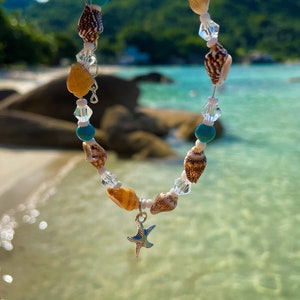 Handmade Beach Anklet | Tulip Shells, Turquoise Beads & Tulip Shells | Beach Jewellery | Holiday Anklet | Surf-Style | Beach Wedding Favour