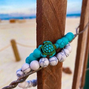 Sea Turtle Bracelet UK Handmade Turtle Beach Jewellery Stone