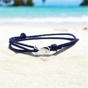 Paracord Wickelarmband | Wal Anhänger, Tiefsee Blau, Sand oder Schwarz, Marine-Grade Paracord | Fallschirmschnur, Camping Geschenk | Bens Strand