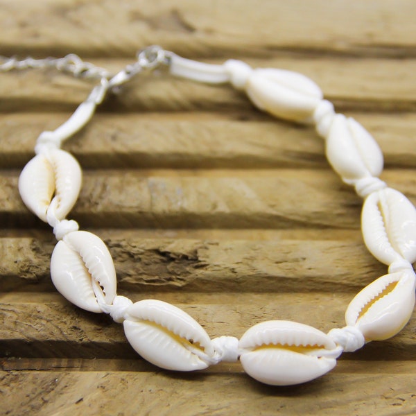 Witte kauri schelp enkelbandje | Zeeschelp enkelband | Strandsieraden | Surf-esthetisch | Oceaan enkelbandje | Zeeschelp sieraden | Vakantie enkelbandje