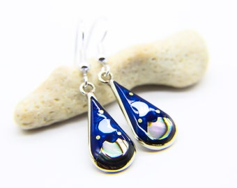 Mexican Silver Teardrop Earrings | Handmade Silver Earrings | Moon & Stars | Jewellery Gift | Celestial Theme | Sustainable, Fair Trade