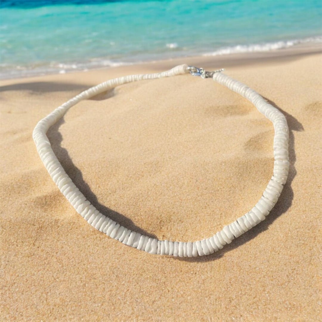 Puka Shell Necklace | White Genuine Shell Pieces | Beach-style Necklace ...