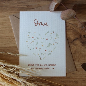 Postkarte Oma , Karte Oma , Geschenk Oma , Muttertag Oma , Geschenkidee Oma, Danke Oma