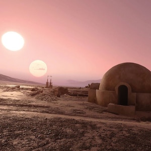 1/6th Scale STAR WARS Tatooine Sunsets Ikea Detolf 15x15 Diorama Backdrop