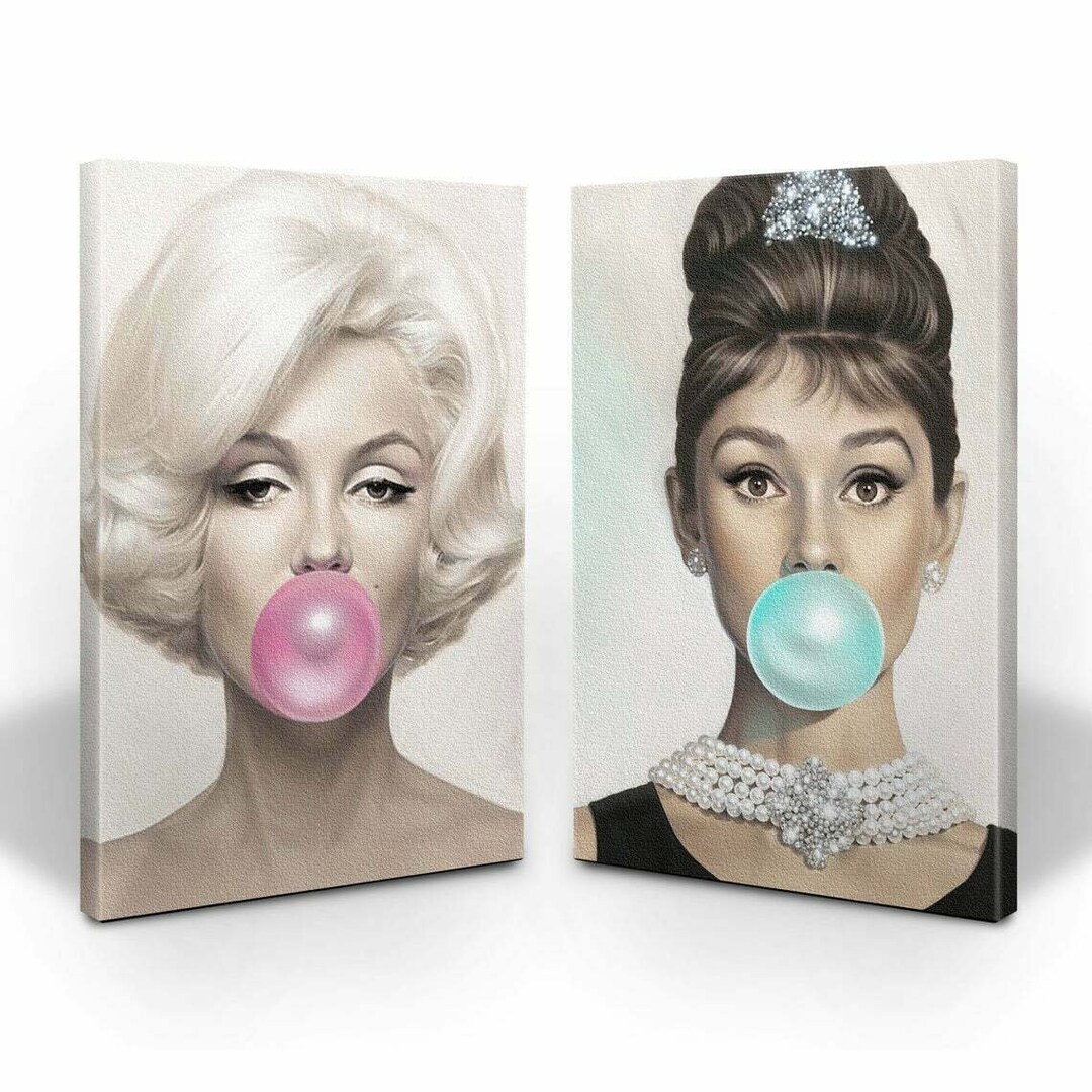 Marilyn Monroe and Audrey Hepburn Iconic Pink/blue Bubble Gum - Etsy Canada