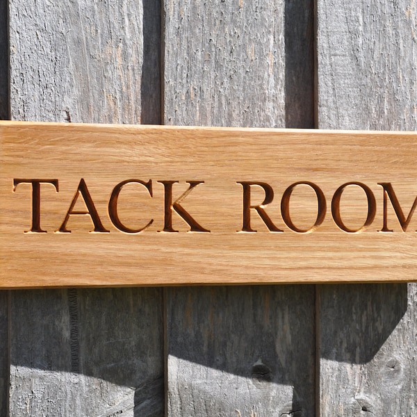 Personalised Engraved Stable Sign, Solid Oak | Equestrian Gift for Horse Lovers