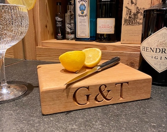 Personalised G&T Board, Solid Oak Small Chopping Board,  Gift for Gin Lovers!