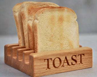 Personalised Oak 4 Slice Toast Rack, Gift for  toast lovers, home baking, suitable for thick sliced bread , sourdough