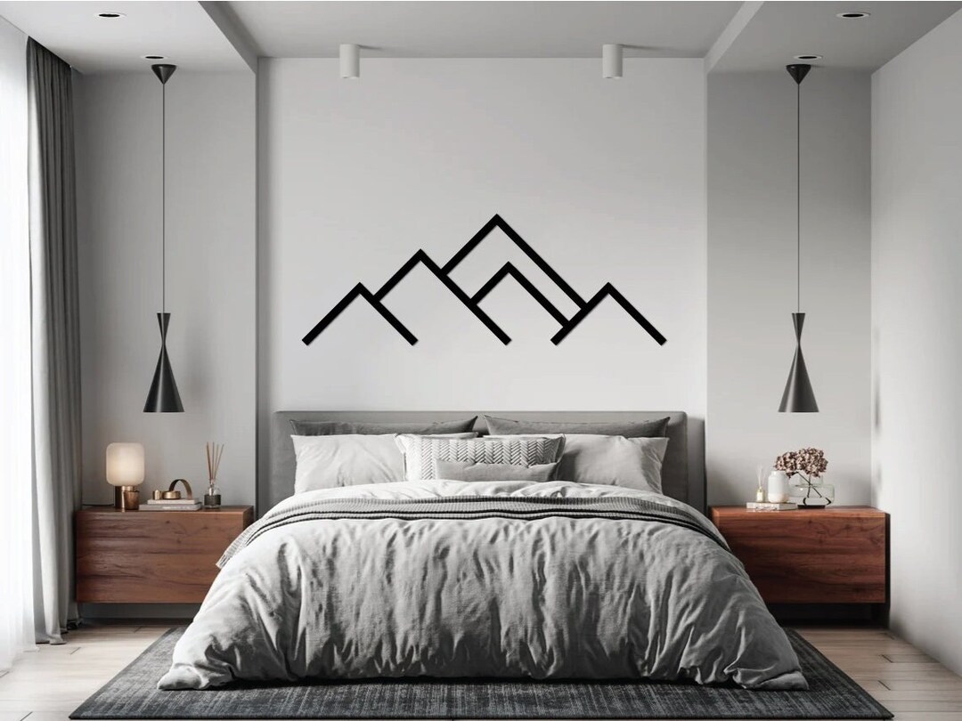Pine Wood Mountain Wall Art, Minimalist Mountain Wall Decoration