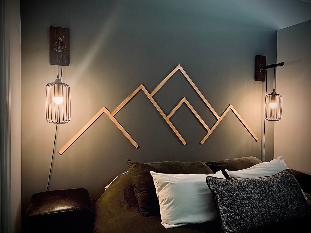 Mountain Wall Art Wood, Minimalist Mountain Wall Art, Living Room Wood